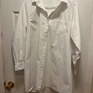 Nasty Gal White Casual Button Down Tunic Shirt
